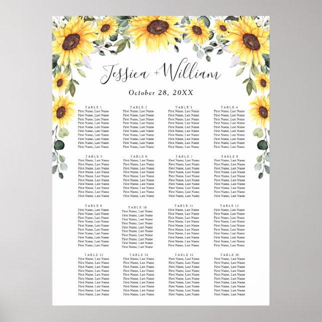 Affiche Sunflower Eucalyptus 16 Tables CADRE (Devant)
