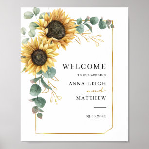 Affiche Sunflower Eucalyptus Mariage de bienvenue géométri