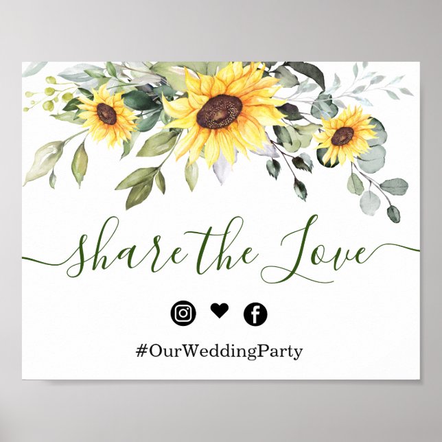 Affiche Sunflower Eucalyptus Partagez le signe Mariage d'a (Devant)