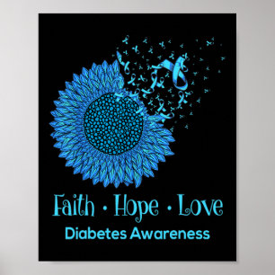 Affiche Sunflower Faith Hope Love Diabète Sensibilisation