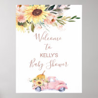 Sunflower Floral Pumpkin Truck Baby Shower Welcome