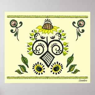 Affiche Sunflower Folk Motif