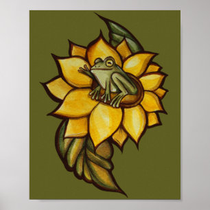 Affiche Sunflower Frog Floral Froggy Flower               