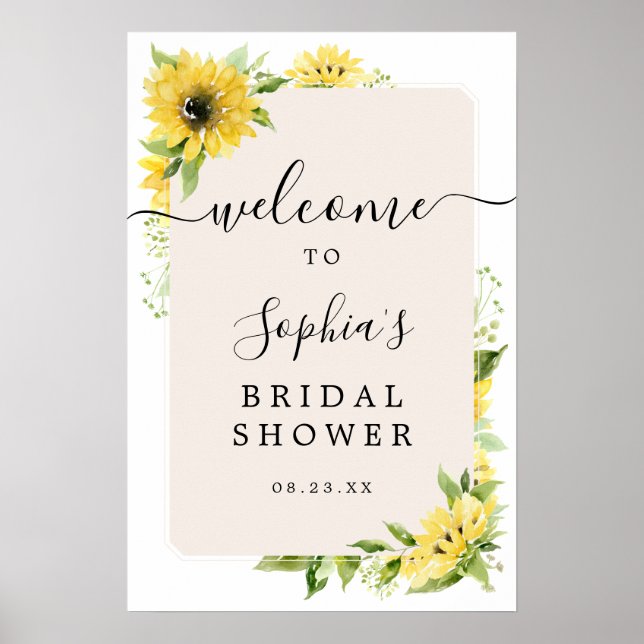 Affiche Sunflower Garden Bridal Shower Welcome Sign (Devant)