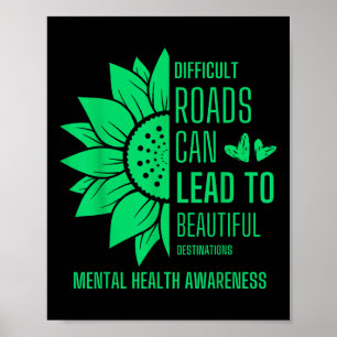 Affiche Sunflower Green Ribbon Sensibilisation à la santé
