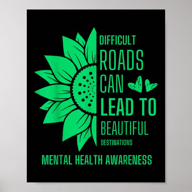 Affiche Sunflower Green Ribbon Sensibilisation à la santé  (Devant)