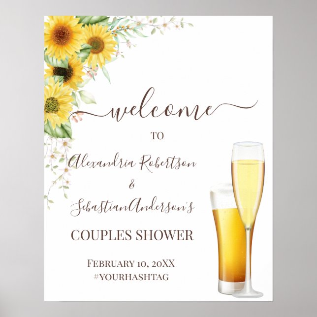 Affiche Sunflower Greenery Couples Wedding Welcome Sign (Devant)