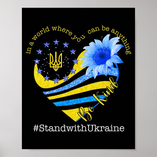 Affiche Sunflower Heart drapeau ukrainien Soyez un stand a (Devant)