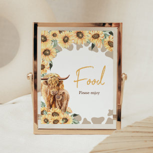 Affiche Sunflower Highland Vache Baby shower