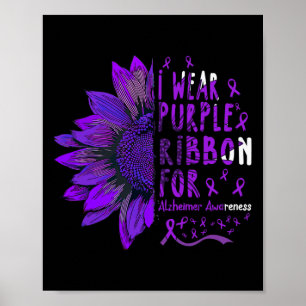 Affiche Sunflower I Wear Purple Ribbon pour Alzheimer Awar