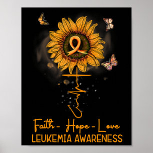Affiche Sunflower Orange Ribbon Christian Leukemia