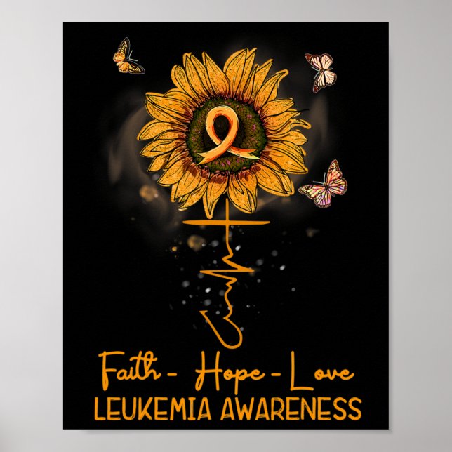 Affiche Sunflower Orange Ribbon Christian Leukemia (Devant)