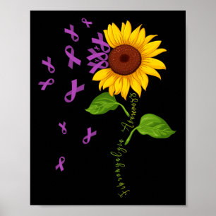 Affiche Sunflower Purple Ribbon Fibromyalgie Sensibilisati