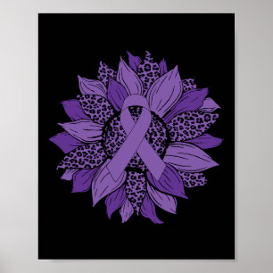 Affiche Sunflower Purple Ribbon Fibromyalgie Sensibilisati