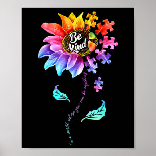 Affiche Sunflower Sensibilisation sur l'autisme Be Kind Pu