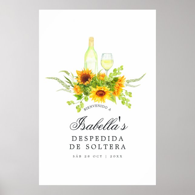 Affiche Sunflower Wine Tasting Bridal Shower Welcome (Devant)
