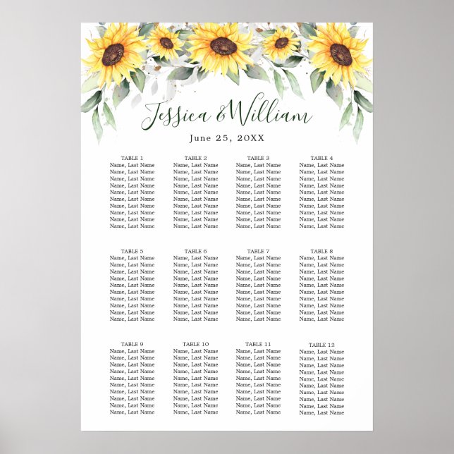 Affiche Sunflowers Eucalyptus 12 Tables CADRE (Devant)