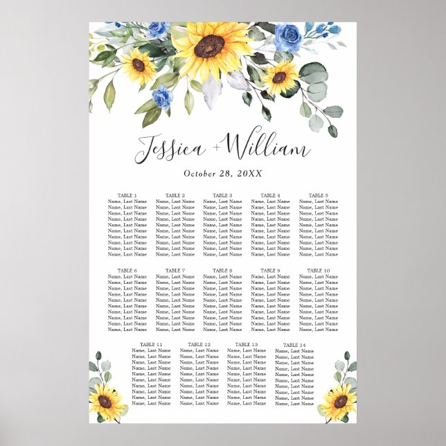 Affiche Sunflowers Eucalyptus 14 Tables CADRE (Devant)