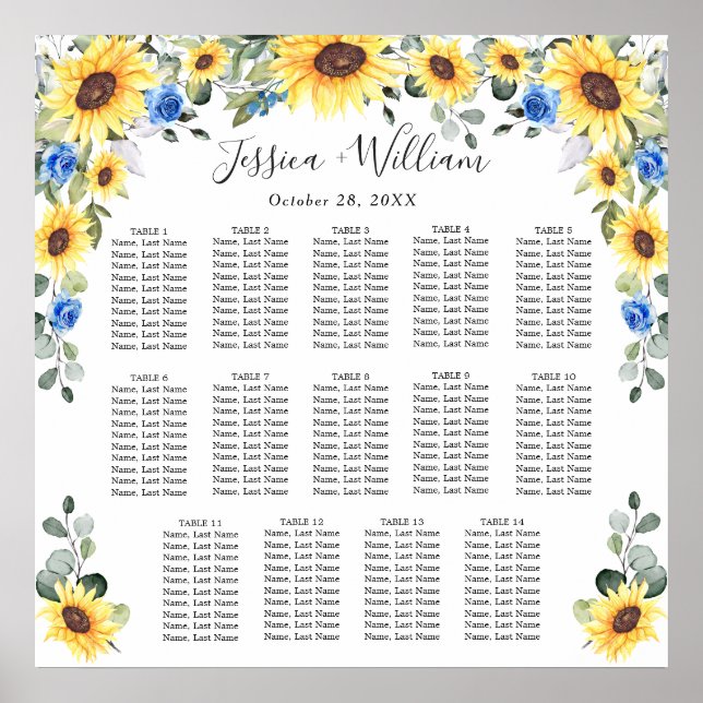 Affiche Sunflowers Eucalyptus 14 Tables CADRE (Devant)