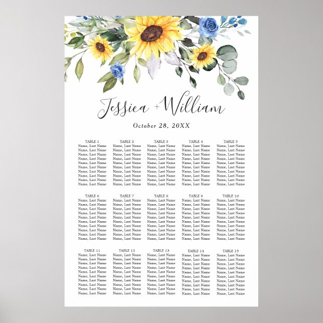 Affiche Sunflowers Eucalyptus 15 Tables CADRE (Devant)