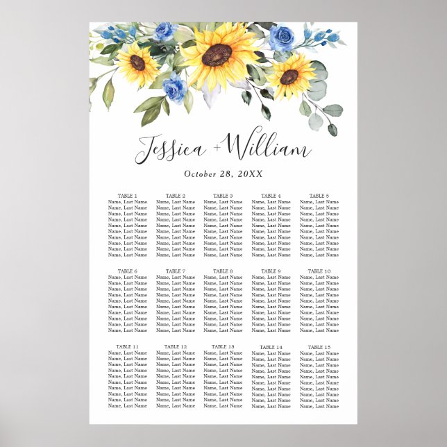 Affiche Sunflowers Eucalyptus 15 Tables CADRE (Devant)