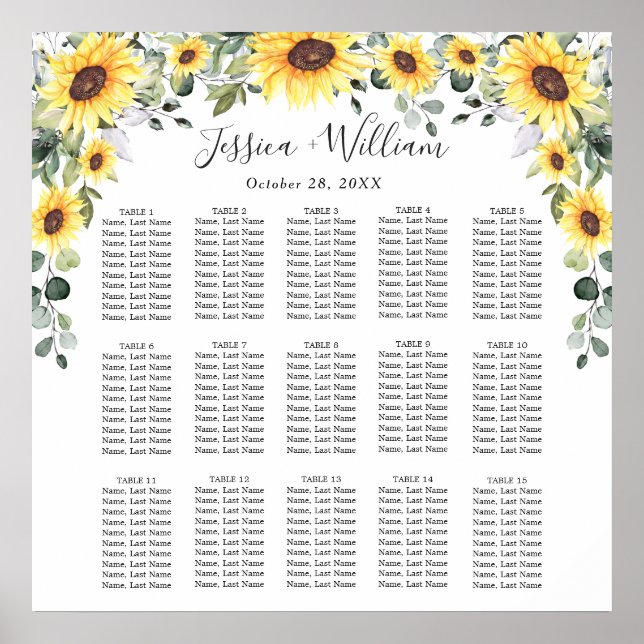 Affiche Sunflowers Eucalyptus 15 Tables CADRE (Devant)
