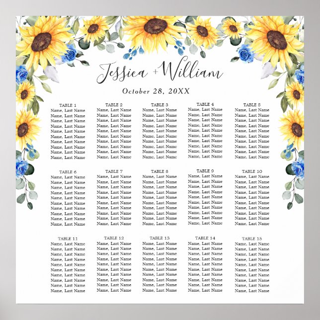 Affiche Sunflowers Eucalyptus 15 Tables CADRE (Devant)