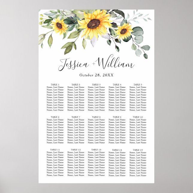 Affiche Sunflowers Eucalyptus 15 Tables CADRE (Devant)