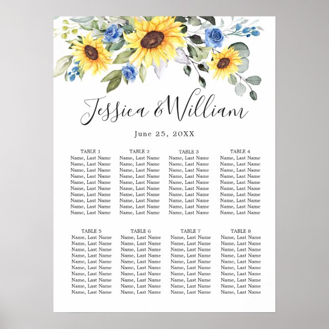 Affiche Sunflowers Eucalyptus 8 Tables SEATING GRAPHIQUE (Devant)