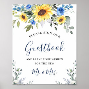 Affiche Sunflowers Eucalyptus Mariage Signer Notre Livre D