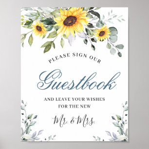 Affiche Sunflowers Eucalyptus Mariage Signer Notre Livre D