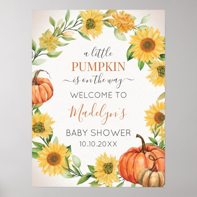 Affiche Sunflowers Fall Pumpkin Autumn Welcome sign (Devant)