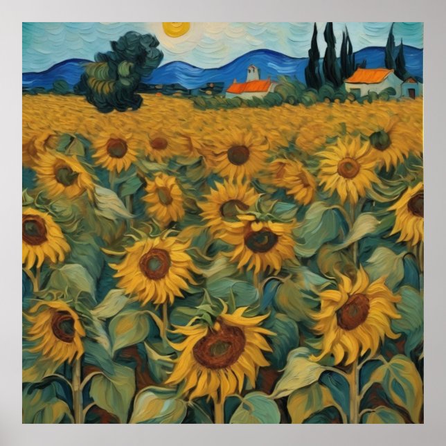 Affiche sunflowers field Póster (Devant)