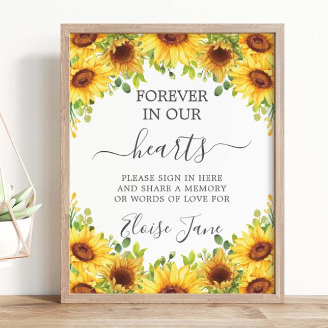 Affiche Sunflowers Floral Memorial Funeral Memory Table (Créateur téléchargé)