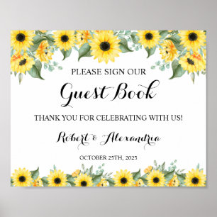 Affiche Sunflowers Green Signer notre Mariage de livre d'h