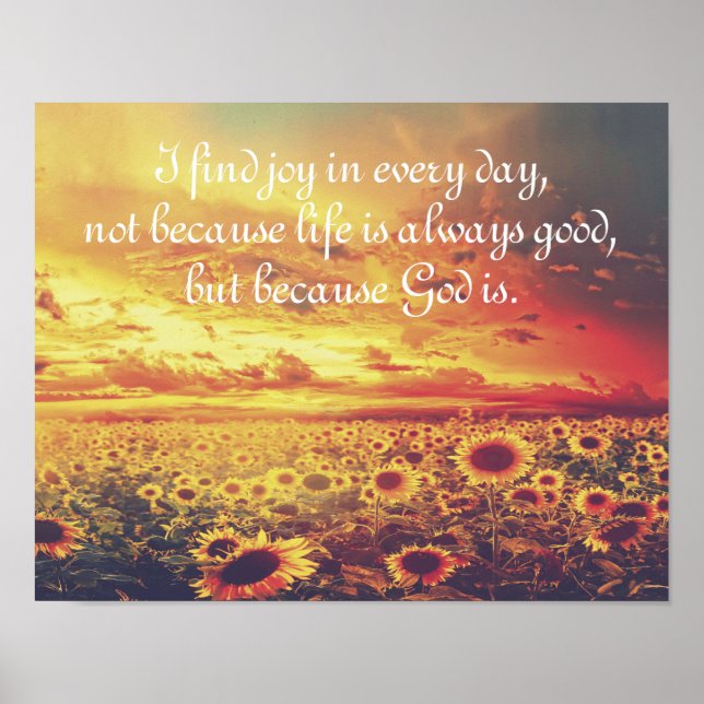 Affiche Sunflowers, I Find Joy... Inspirational Quote (Devant)