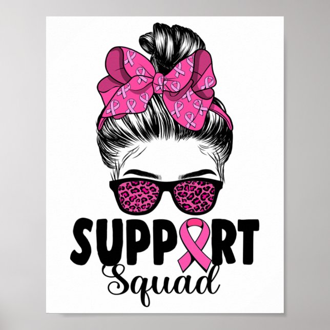 Affiche Sungles Messy Bun Support Squad Cancer du sein (Devant)