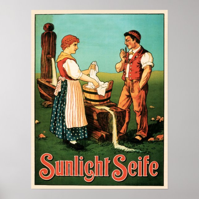 Affiche SUNLIGHT SEIFE Swiss Lave Détergent Savon Advert (Devant)