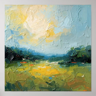 Affiche Sunlit Beach with Trees – Square Poster, Vibrant W