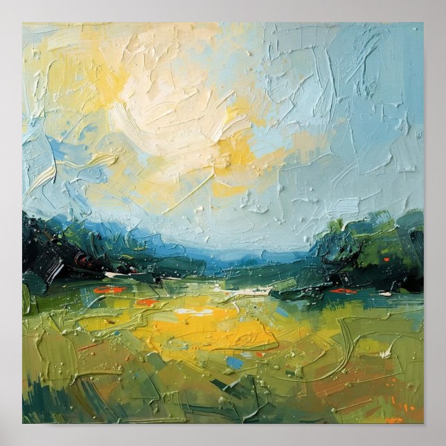 Affiche Sunlit Beach with Trees – Square Poster, Vibrant W (Devant)