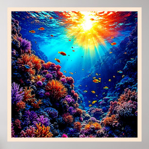 Affiche Sunlit Coral Reef Wonderland