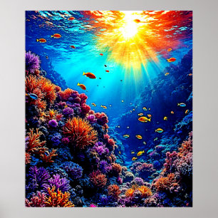 Affiche Sunlit Coral Reef Wonderland