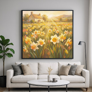 Affiche Sunny Daffodils - Pastel Painting Style Art