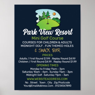 Affiche Sunny Golf Course, Mini Golf Course Publicité