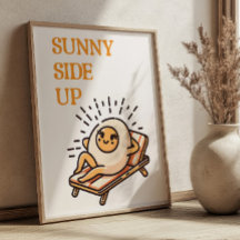 Sunny Side Up Funny Punny Oeuf Mascot Retro Art