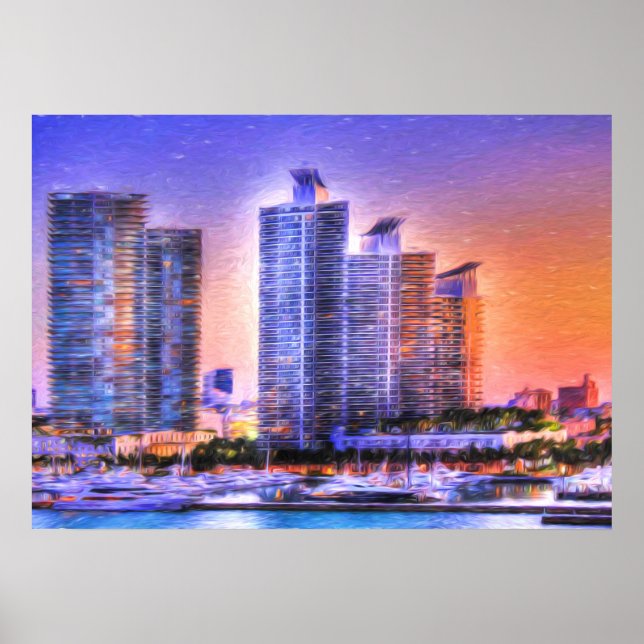 Affiche Sunrise de Miami Skyline (Devant)