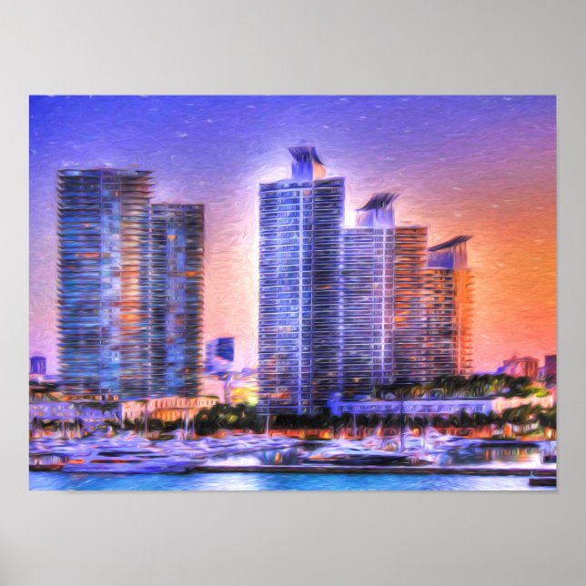 Affiche Sunrise de Miami Skyline (Devant)
