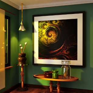 Affiche Sunrise Floral Red Abstrait Art