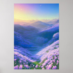 Affiche Sunrise in a Valley of Lavender