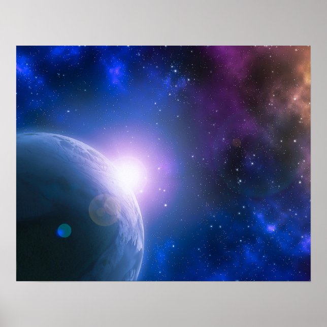 Affiche Sunrise Over Planet Earth Outer Space Artwork | (Devant)